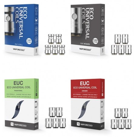 Résistances EUC - Vaporesso - Clapton/Ceramic/Meshed - Pack de 5 pièces